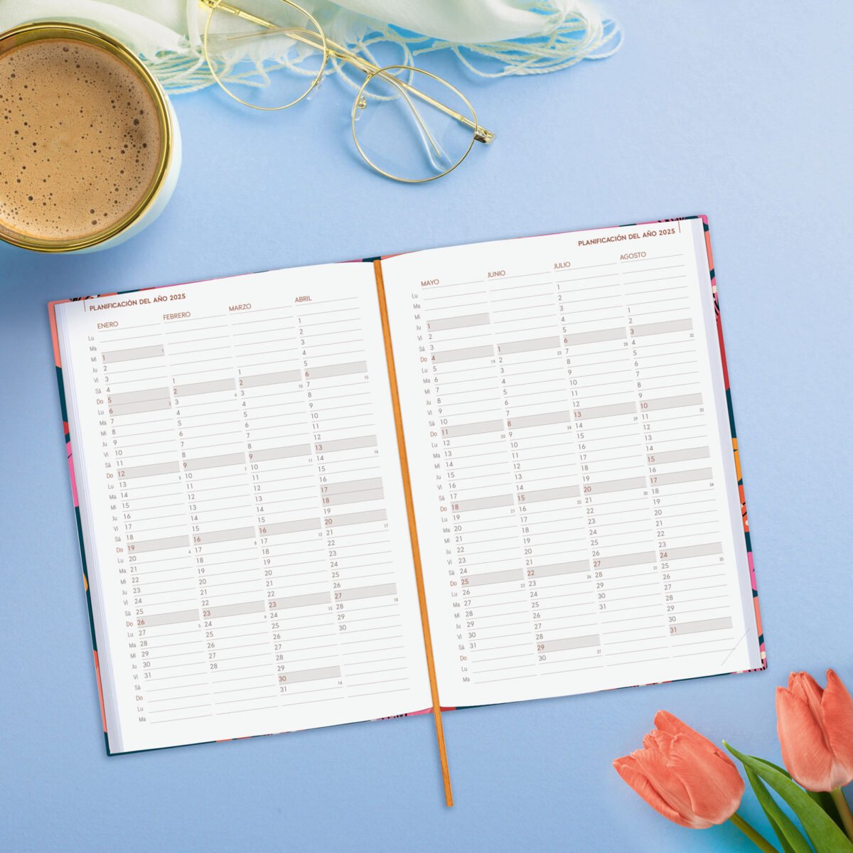 Agenda 2025 Dynamic Berlin Y10 140X204Mm Semana Vista Vertical Tulip Finocam 624041925 312024