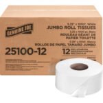 Genuine Joe® Jumbo Toilet Paper, 2-Ply, 1,000-ft., 12 Rolls