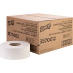 Genuine Joe® Jumbo Jr. Toilet Paper Roll, 2-Ply, 700-ft., 12 Rolls