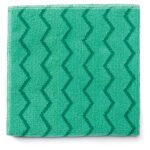 Rubbermaid Commercial Reusable Cleaning Cloths, Microfiber, 16 x 16, Green, 12/Carton