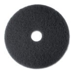 3M Low-Speed High Productivity Floor Pads 7300, 19" Diameter, Black, 5/Carton