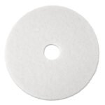 3M Low-Speed Super Polishing Floor Pads 4100, 17" Diameter, White, 5/Carton