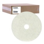 Boardwalk Natural Burnishing Floor Pads, 24" Diameter, White, 5/Carton