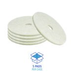 Boardwalk Natural Burnishing Floor Pads, 24" Diameter, White, 5/Carton - Image 4