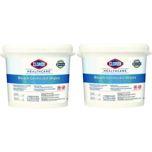 15015832-500x500-0.jpg Clorox Healthcare Bleach Germicidal Wipes, 1-Ply, 12 x 12, Unscented, White, 110/Canister, 2 Canisters/Carton - Image 3