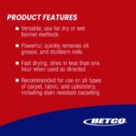Betco FiberPRO Bonbet Carpet Shampoo, Pleasant Scent, 1 gal Bottle, 4/Carton - Image 4