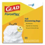 Glad Tall Kitchen Drawstring Trash Bags, 13 gal, 24" x 27.38", Gray, 100 Bags/Box, 4 Boxes/Carton - Image 2