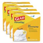 Glad Tall Kitchen Drawstring Trash Bags, 13 gal, 24" x 27.38", Gray, 100 Bags/Box, 4 Boxes/Carton