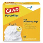 Glad Tall Kitchen Drawstring Trash Bags, 13 gal, 24" x 27.38", Gray, 100/Box