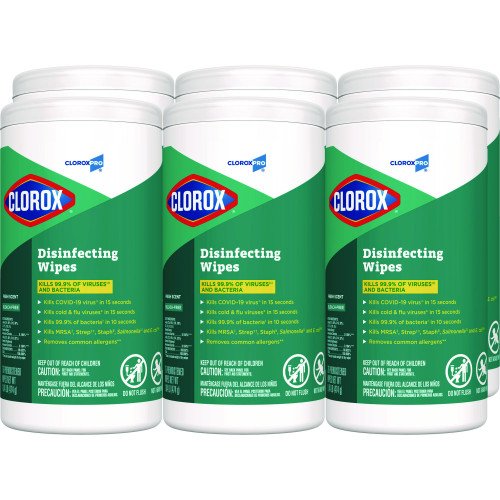 15020897-500x500-0.jpg Clorox Disinfecting Wipes, 1-Ply, Fresh Scent, 7 x 8, White, 75/Canister, 6 Canisters/Carton - Image 3