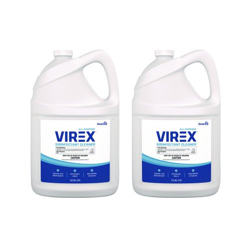 15035455-500x500-0.jpg Diversey Virex All-Purpose Disinfectant Cleaner, Lemon Scent, 1 gal Container, 2/Carton - Image 3