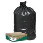Earthsense Linear Low Density Large Trash and Yard Bags, Open-Face, 33 gal, 0.9 mil, 32.5" x 40", Black, 80/Carton