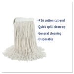 Boardwalk® Cut-End Wet Mop Head, Cotton, No. 16 Size, White - Image 2