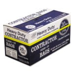 AEP Industries Heavy-Duty Contractor Clean-Up Bags, 60 gal, 3 mil, 32" x 50", Black, 20/Carton