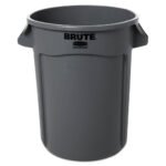 Rubbermaid Commercial Vented Round Brute Container, 32 gal, Plastic, Gray - Image 3