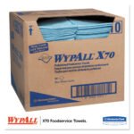 WypAll X70 Foodservice Towels, 1/4 Fold, 12.5 x 23.5, Unscented, Blue, 300/Carton - Image 4