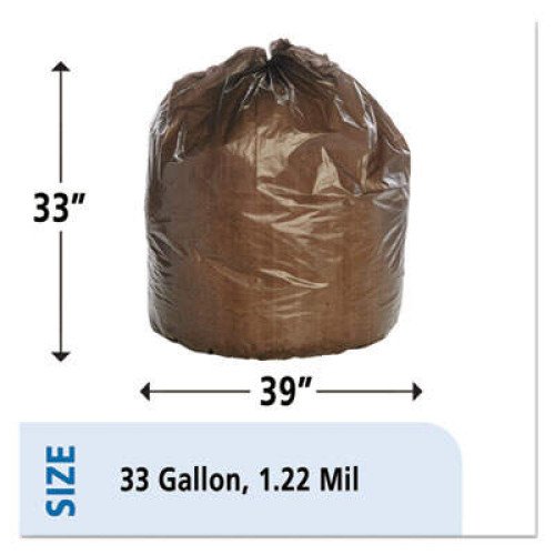 280828-500x500-0.jpg AbilityOne 8105011839769, SKILCRAFT Maximum Performance Trash Can Liner, 33 gal, 1.22 mil, 33" x 39", Brown, 125/Box - Image 3