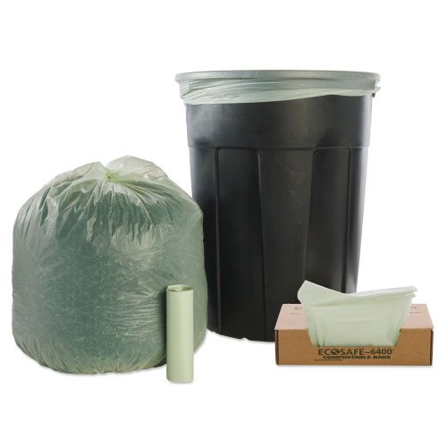 281327-500x500-0.jpg Stout by Envision EcoSafe-6400 Bags, 32 gal, 0.85 mil, 33" x 48", Green, 50/Box - Image 4