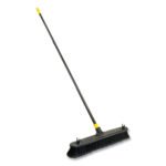 Quickie Bulldozer Smooth Surface Pushbroom, Split-Tip PET Bristles, 24 x 60, Powder Coated Handle, Black/Yellow
