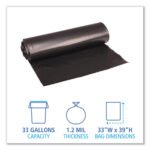 Boardwalk® 33 Gallon Black Garbage Bags, 33x39, 1.2mil, 100 Bags, BWK516 - Image 2