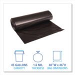 Boardwalk® 45 Gallon Black Garbage Bags, 40x46, 1.6mil, 100 Bags, BWK521 - Image 2