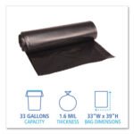 Boardwalk® 33 Gallon Black Garbage Bags, 33x39, 1.6mil, 100 Bags, BWK520 - Image 2