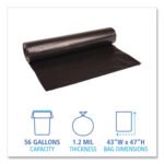 Boardwalk® 56 Gallon Black Garbage Bags, 43x47, 1.2mil, 100 Bags, BWK518 - Image 2