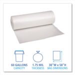 Boardwalk® 60 Gallon Clear Garbage Bags, 38x58, 1.75mil, 100 Bags, BWK538 - Image 2