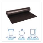 Boardwalk® 45 Gallon Black Garbage Bags, 40x46, 1.2mil, 100 Bags, BWK517 - Image 2