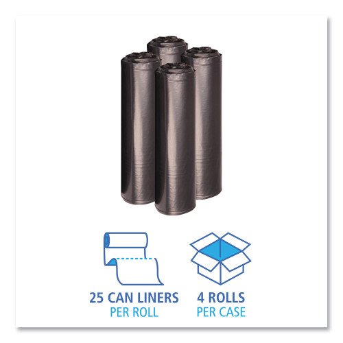 722848-500x500-0.jpg Boardwalk® 33 Gallon Black Garbage Bags, 33x39, 1.2mil, 100 Bags, BWK516 - Image 3