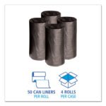 Boardwalk Low-Density Waste Can Liners, 10 gal, 0.35 mil, 24" x 23", Black, Perforated Roll, 50 Bags/Roll, 10 Rolls/Carton - Image 3
