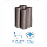 Boardwalk Low-Density Waste Can Liners, 30 gal, 0.95 mil, 30" x 36", Gray, Perforated Roll, 25 Bags/Roll, 4 Rolls/Carton - Image 3