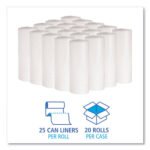 Boardwalk Low-Density Waste Can Liners, 16 gal, 0.4 mil, 24" x 32", White, Perforated Roll, 25 Bags/Roll, 20 Rolls/Carton - Image 4