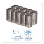 Boardwalk Low-Density Waste Can Liners, 16 gal, 0.35 mil, 24" x 32", Black, Perforated Roll, 50 Bags/Roll, 10 Rolls/Carton - Image 3