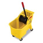 Rubbermaid Commercial Tandem 31-Quart Bucket/Wringer Combo, Reverse, Yellow - Image 2