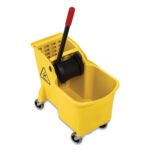 Rubbermaid Commercial Tandem 31-Quart Bucket/Wringer Combo, Reverse, Yellow - Image 3