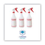 Boardwalk® Trigger Spray Bottle, 32 oz, Clear/Red, HDPE, 3/Pack - Image 3