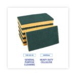 Boardwalk® Medium Duty Scrubbing Sponges, Yellow/Green, 20 Sponges - Image 2