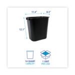 Boardwalk® Soft-Sided Wastebasket, 14qt, Plastic, Black - Image 3