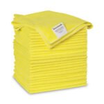 Boardwalk® Microfiber Cleaning Cloths, Yellow, 24 Cloths