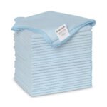 Boardwalk® Microfiber Cleaning Cloths, Blue, 24 Cloths