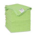 Boardwalk® Microfiber Cleaning Cloths, Green, 24 Cloths