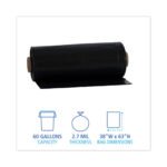Boardwalk Industrial Drum Liners Rolls, 60 gal, 2.7 mil, 38" x 63", Black, 50/Carton - Image 2
