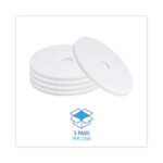 Boardwalk® Standard Floor Pads, 20" dia, White, 5/Carton - Image 3