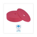 Boardwalk® Standard 20" Floor Pads, Red, 5/Carton - Image 3