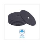 Boardwalk® Standard 20" Black Stripping Floor Pads, 5 Pads - Image 3