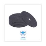 Boardwalk® Standard Floor Pads, 19" dia, Black, 5/Carton - Image 3