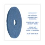 Boardwalk Scrubbing Floor Pads, 17" Diameter, Blue, 5/Carton - Image 4