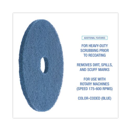 785494-500x500-0.jpg Boardwalk Scrubbing Floor Pads, 17" Diameter, Blue, 5/Carton - Image 4