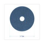 Boardwalk Scrubbing Floor Pads, 17" Diameter, Blue, 5/Carton - Image 2